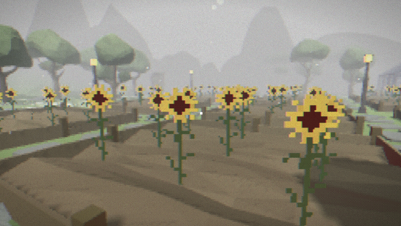 Virtual multiplayer garden set in Kyiv, Ukraine that shows the user a blissful experience surrounded by war and terror. 