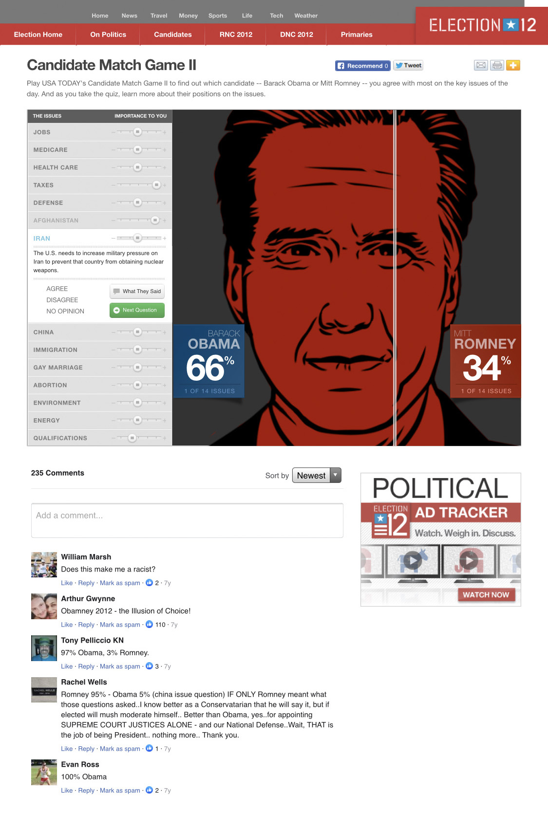 Find your candidate match for the 2012 presidential election 